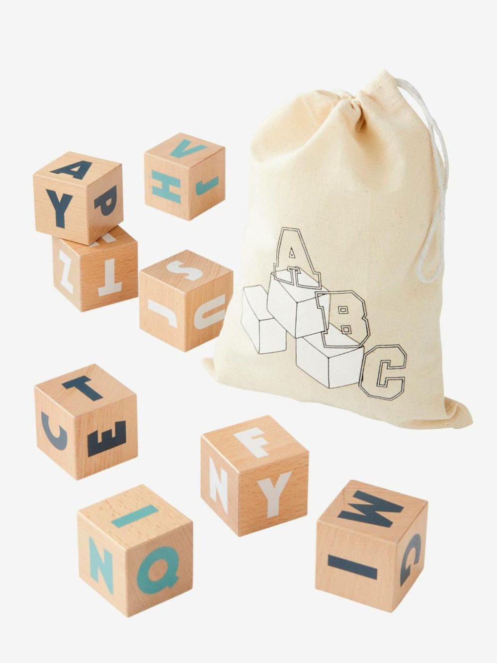 10 Large Letter Cubes Educational Games Wood/Multi