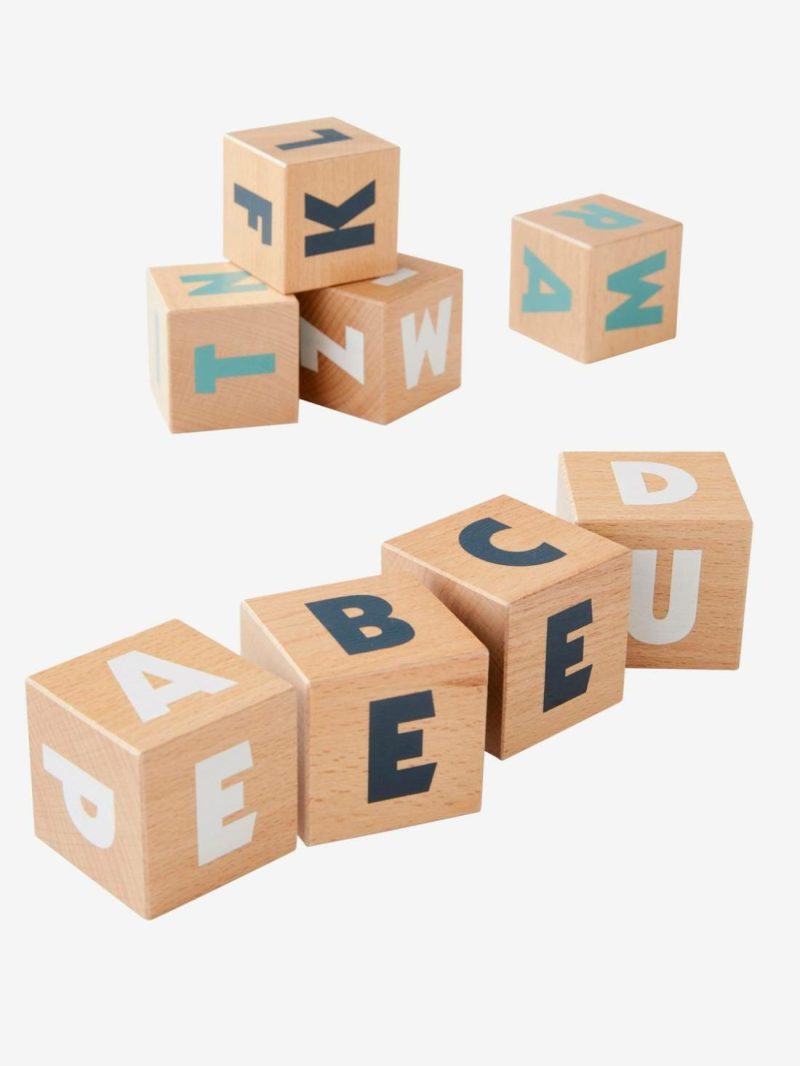 10 Large Letter Cubes Educational Games Wood/Multi