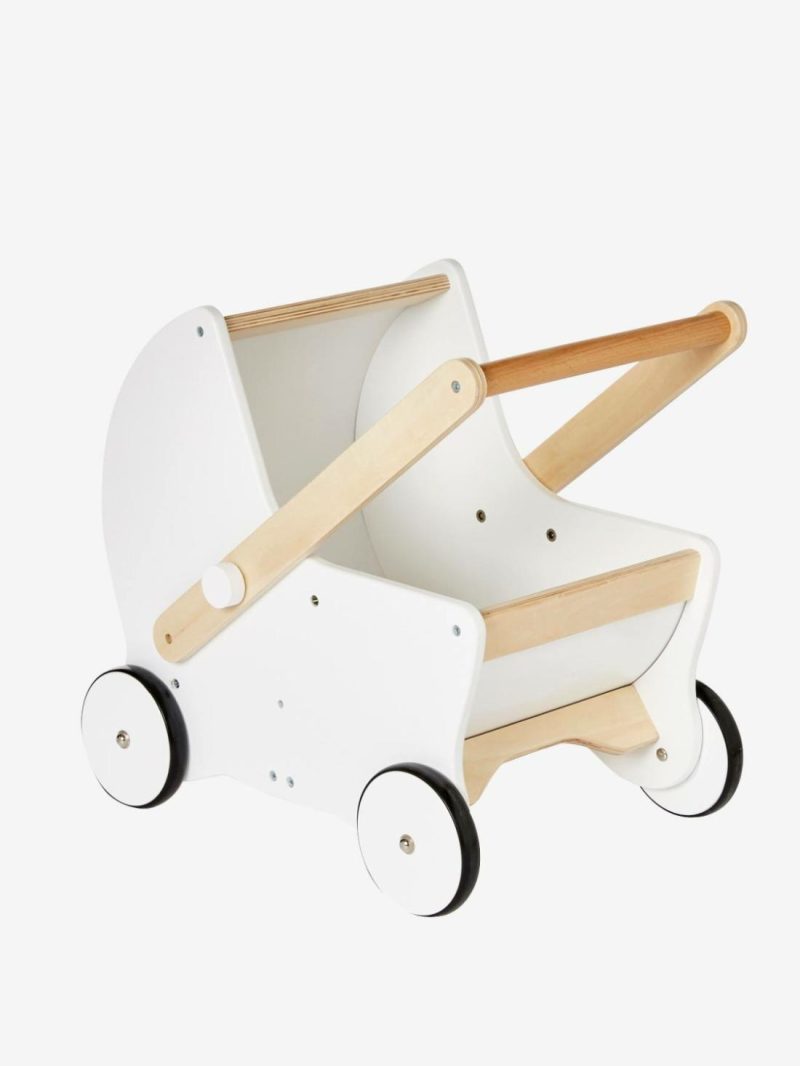 2-In-1 Pram Push Walker Dolls & Soft Dolls Wood/White