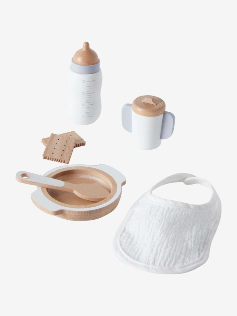 Set Of Wooden Mealtime Accessories For Dolls Dolls & Soft Dolls Wood/White