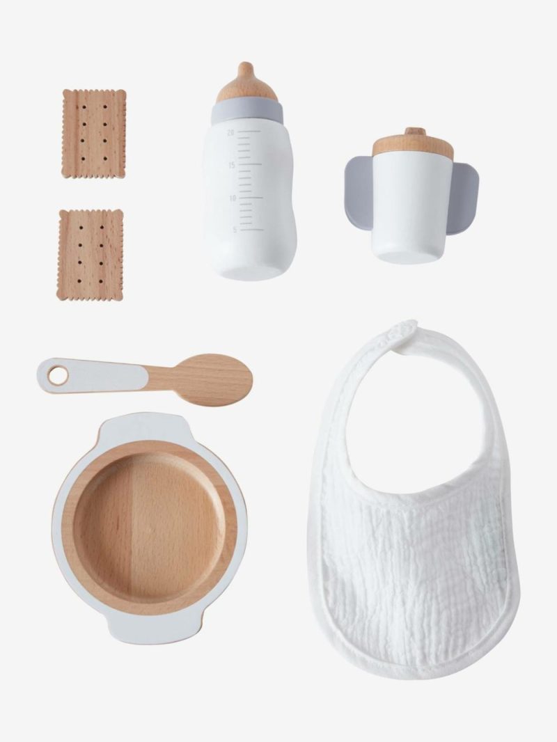 Set Of Wooden Mealtime Accessories For Dolls Dolls & Soft Dolls Wood/White