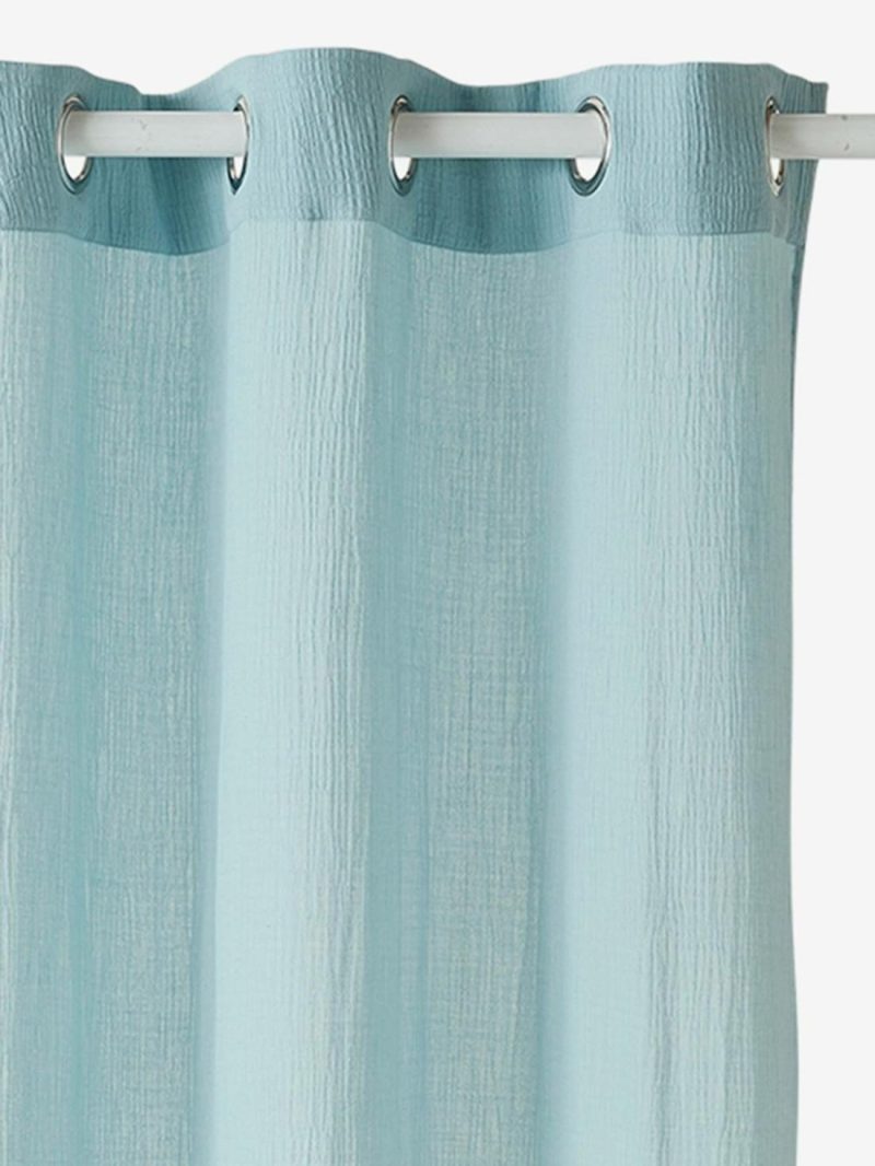 Sheer Curtain In Cotton Gauze Bedding & Decor Light Blue