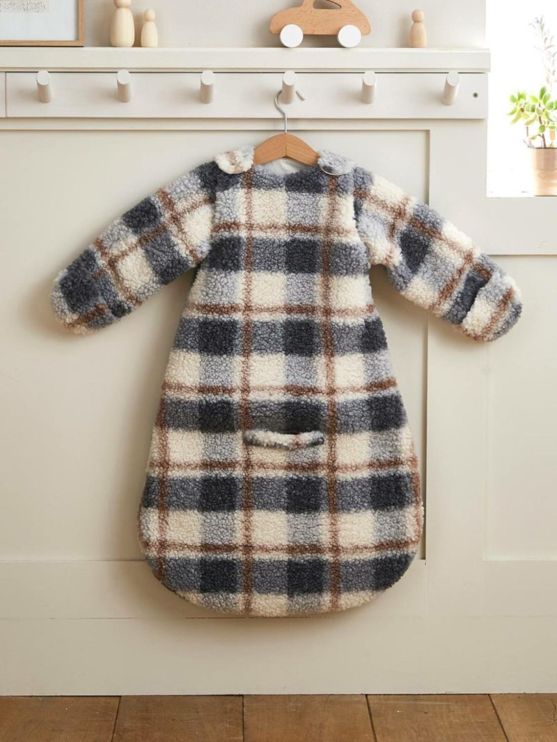 Sherpa Pramsuit, Checks Baby Bedding Grey Medium Checks