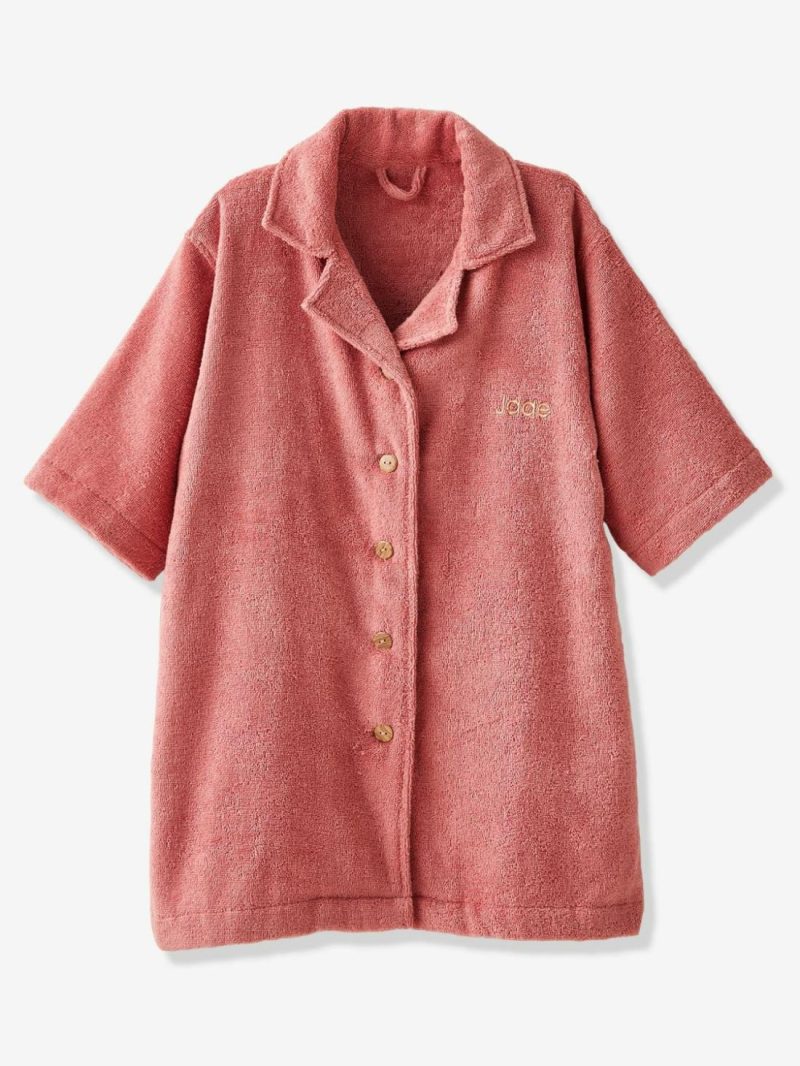 Shirt-Like Bathrobe For Children Bath Towels Dusky Pink