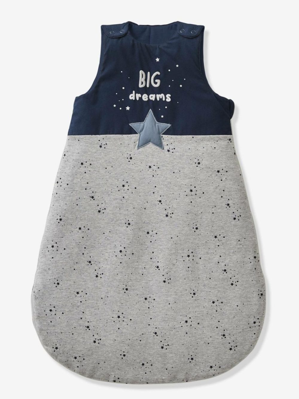 Sleeveless Baby Sleep Bag, Big Dreams Baby Bedding Dark Blue