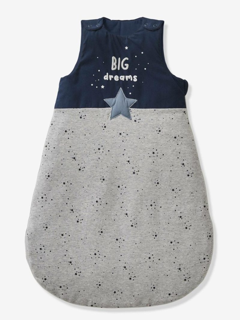 Sleeveless Baby Sleep Bag, Big Dreams Baby Bedding Dark Blue