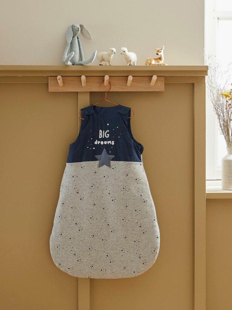 Sleeveless Baby Sleep Bag, Big Dreams Baby Bedding Dark Blue