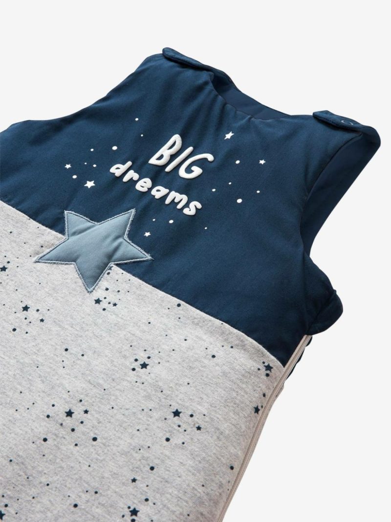 Sleeveless Baby Sleep Bag, Big Dreams Baby Bedding Dark Blue