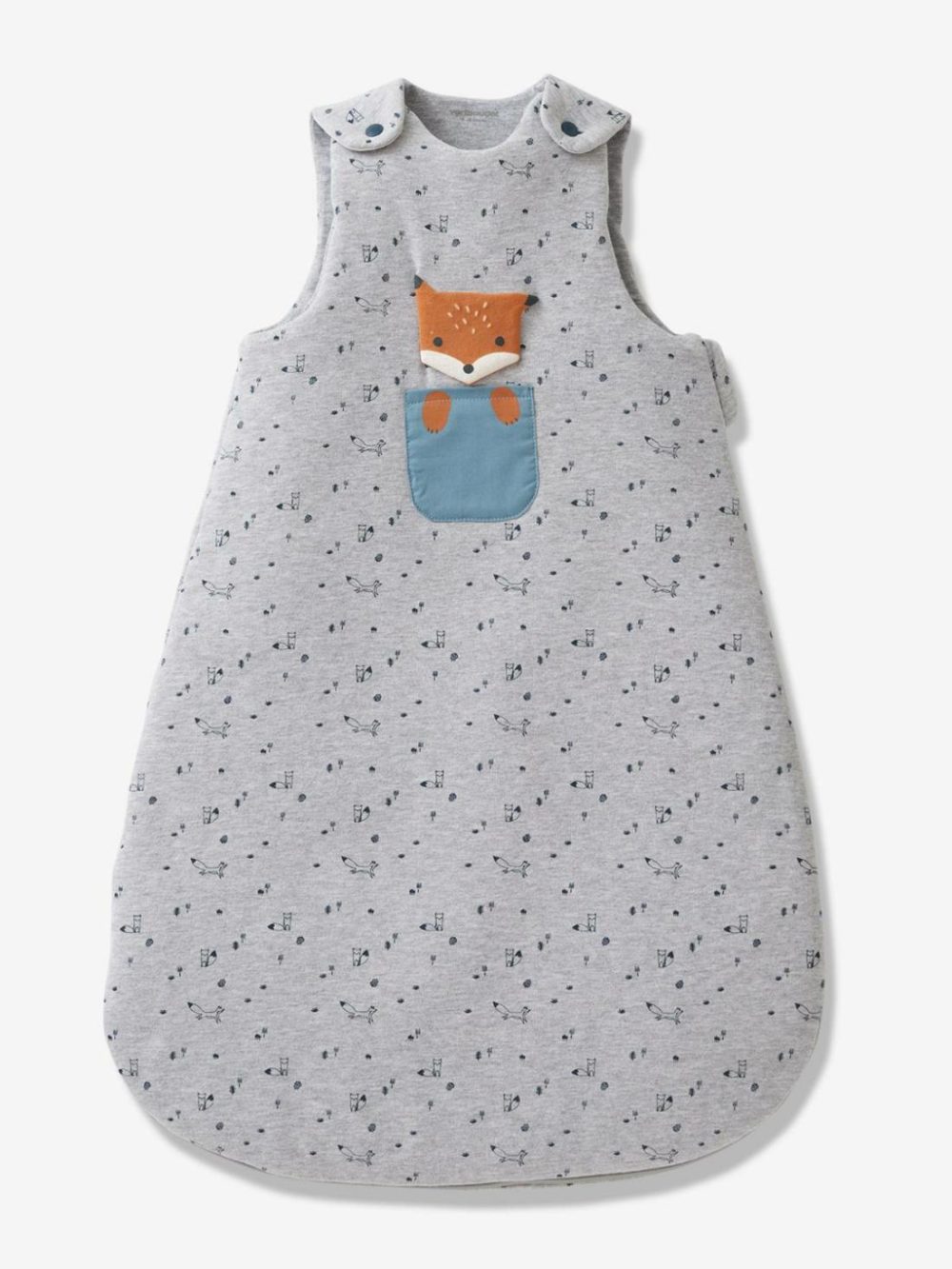 Sleeveless Baby Sleep Bag, Fox Baby Bedding Grey