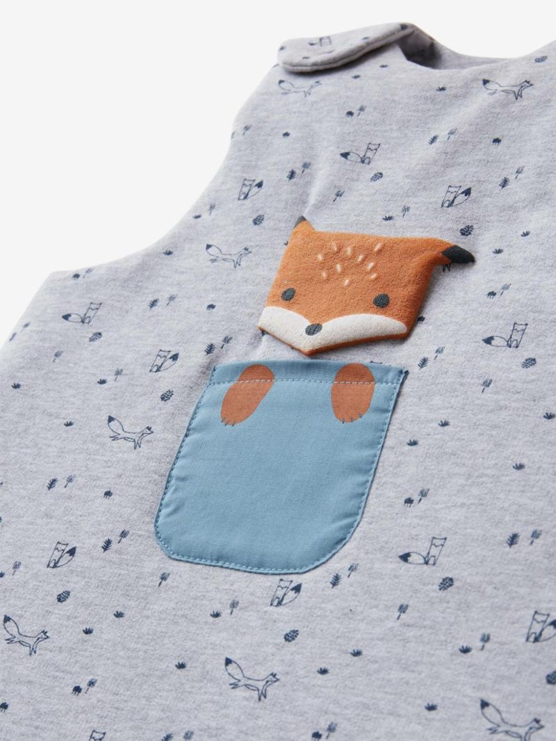 Sleeveless Baby Sleep Bag, Fox Baby Bedding Grey