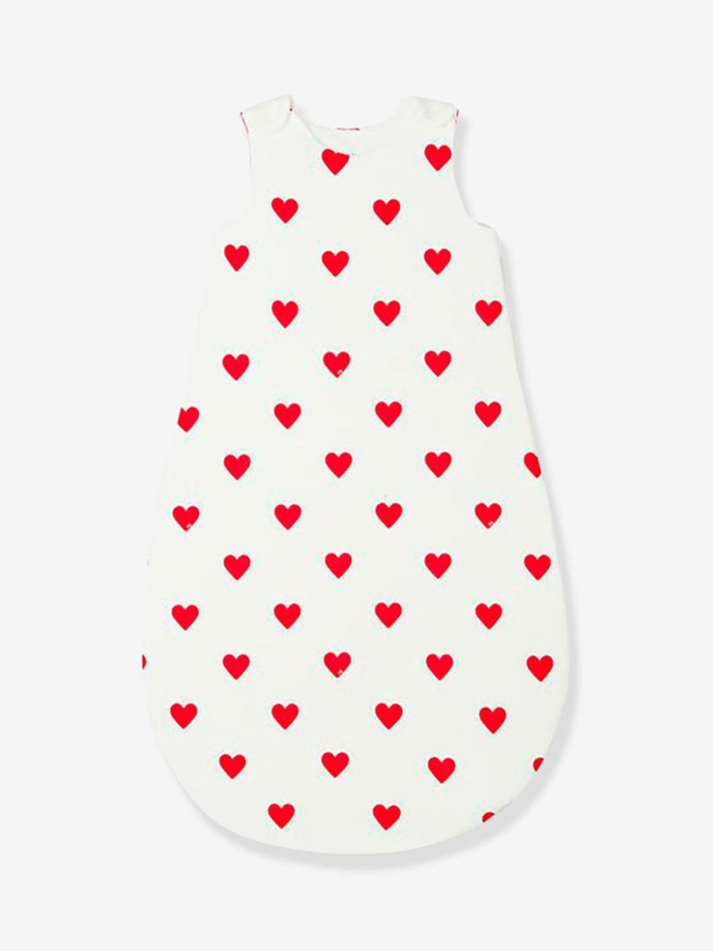 Sleeveless Baby Sleep Bag, Hearts Print, Petit Bateau Baby Bedding Beige Light All Over Printed