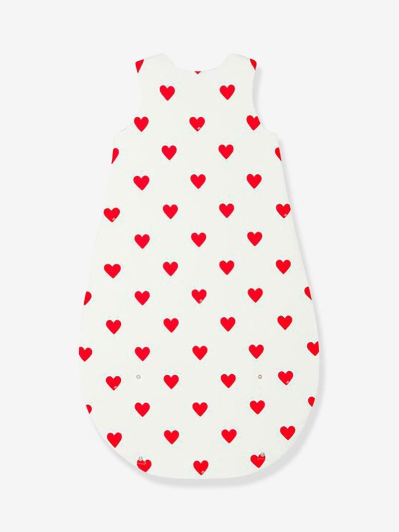 Sleeveless Baby Sleep Bag, Hearts Print, Petit Bateau Baby Bedding Beige Light All Over Printed