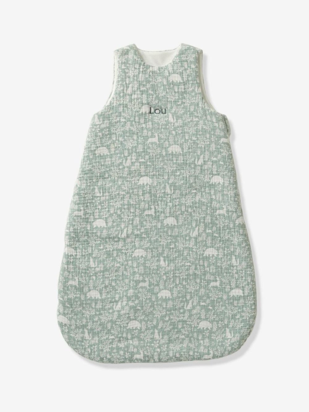 Sleeveless Baby Sleep Bag In Cotton Gauze Baby Bedding Sage Green