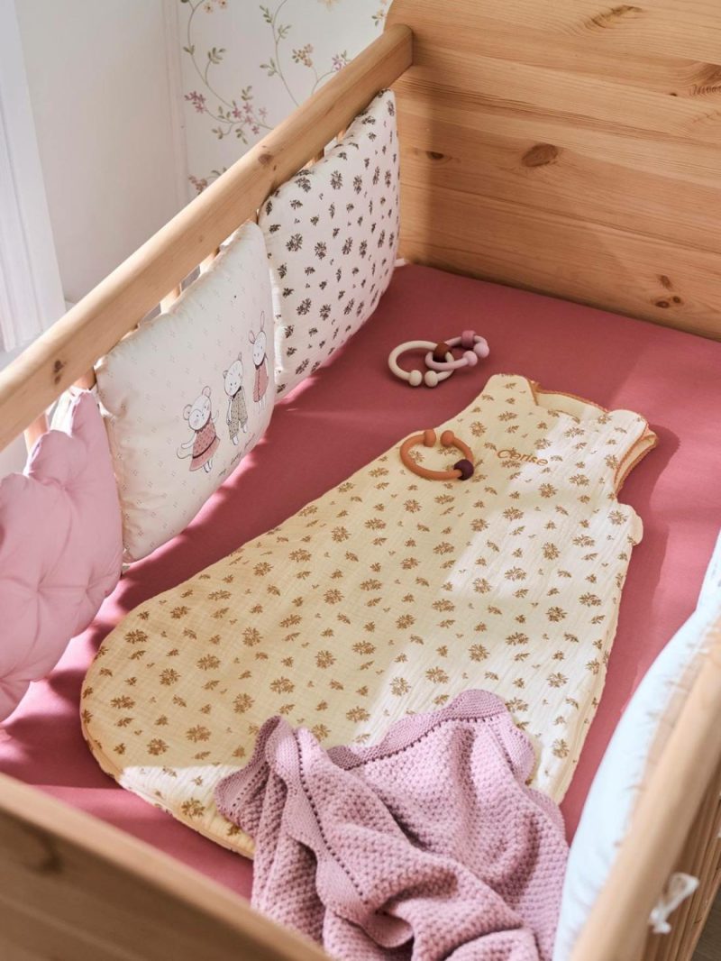 Sleeveless Baby Sleep Bag In Cotton Gauze, Barn Baby Bedding Beige Light All Over Printed