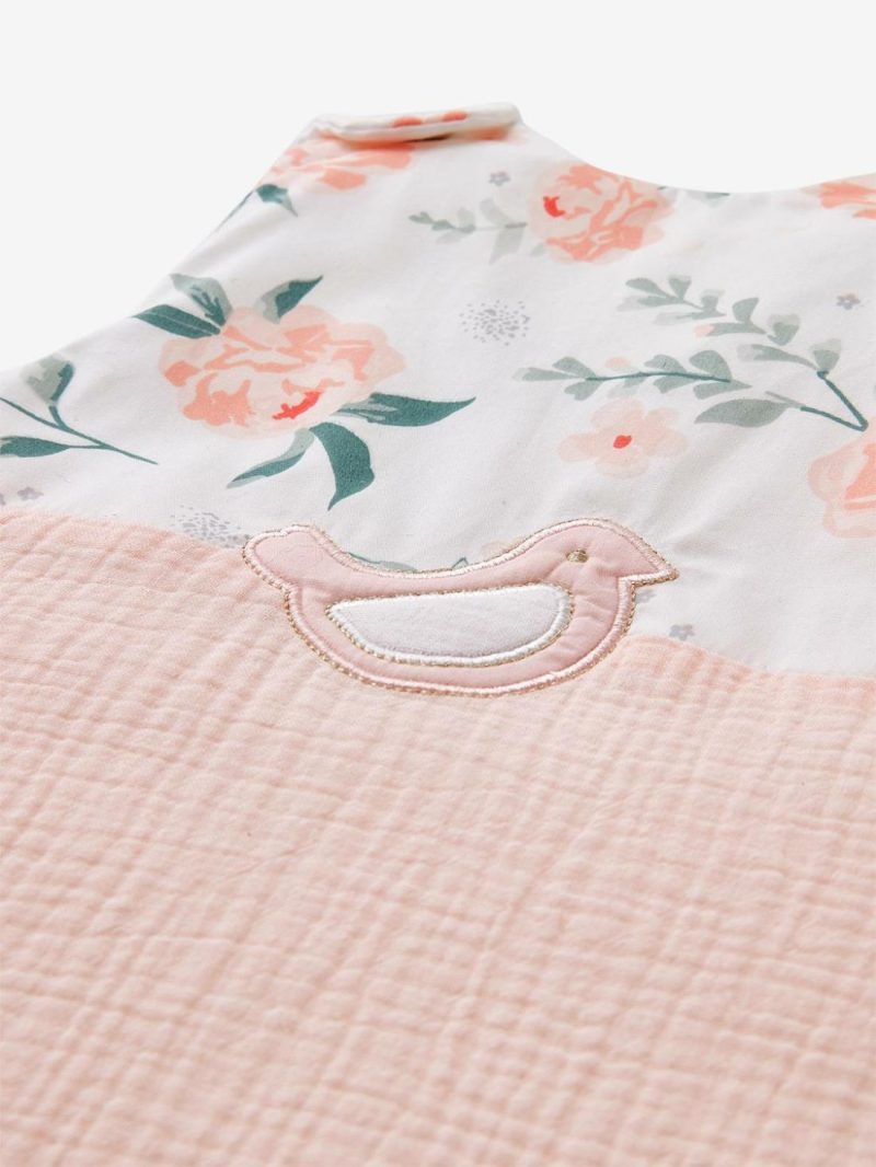 Sleeveless Baby Sleep Bag In Cotton Gauze, Eau De Rose Theme Baby Bedding Light Pink