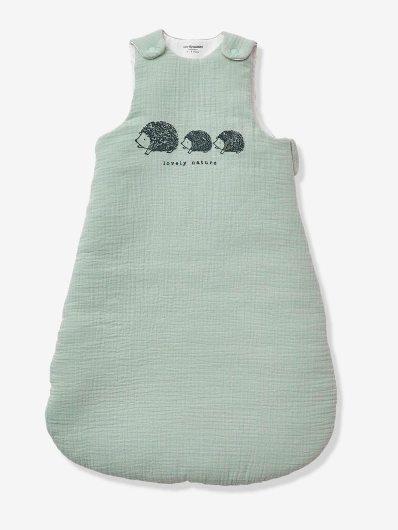 Sleeveless Baby Sleep Bag In Organic* Cotton Gauze, Lovely Nature Baby Bedding Green