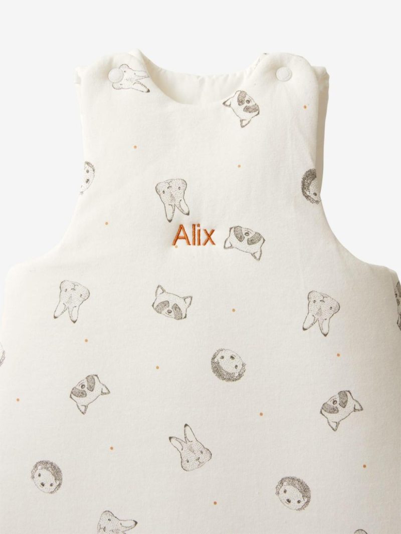 Sleeveless Baby Sleep Bag, In Organic Cotton*, Mini Compagnie Baby Bedding White/Print