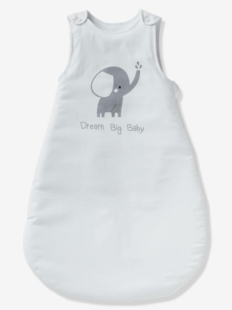 Sleeveless Baby Sleep Bag, Little Elephant Theme Baby Bedding White