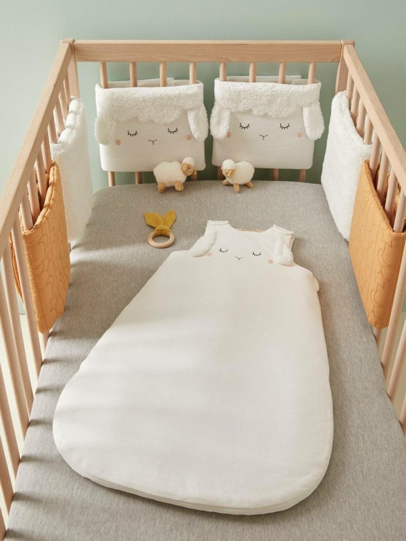 Sleeveless Baby Sleep Bag, Little Lamb Baby Bedding White