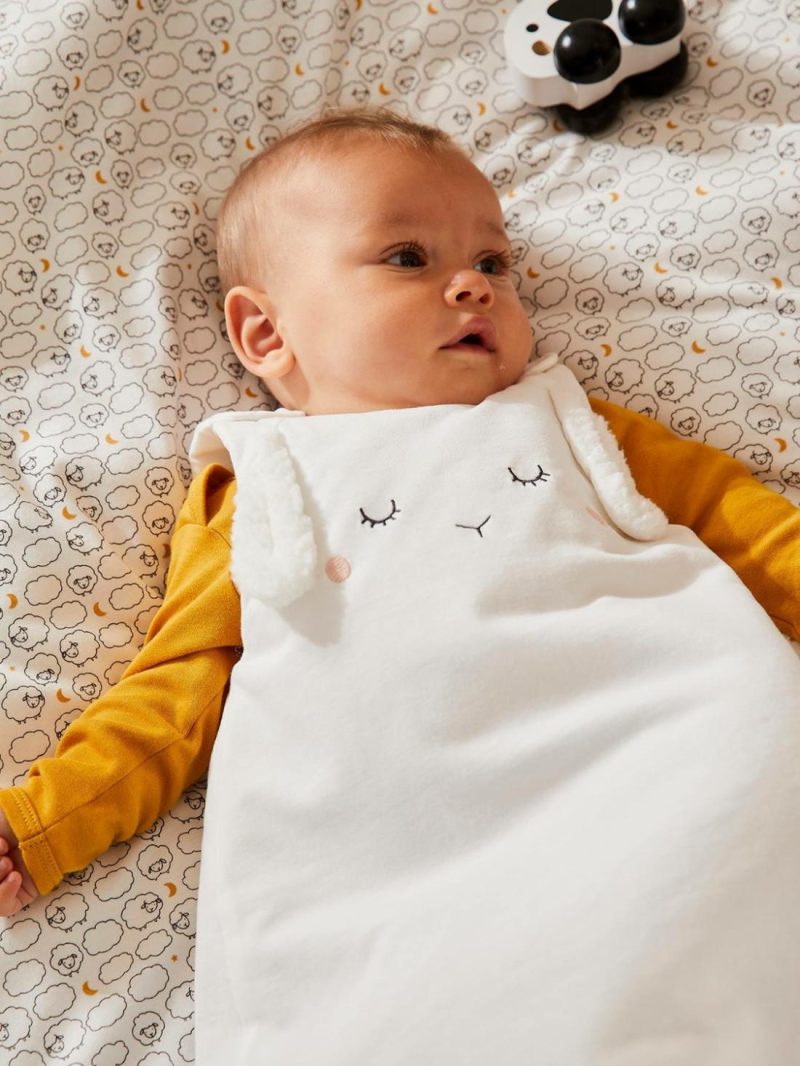 Sleeveless Baby Sleep Bag, Little Lamb Baby Bedding White