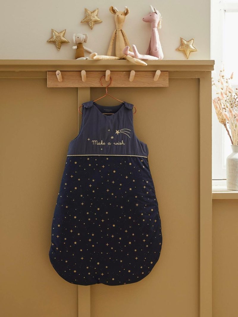 Sleeveless Baby Sleep Bag, Make A Wish Baby Bedding Dark Blue