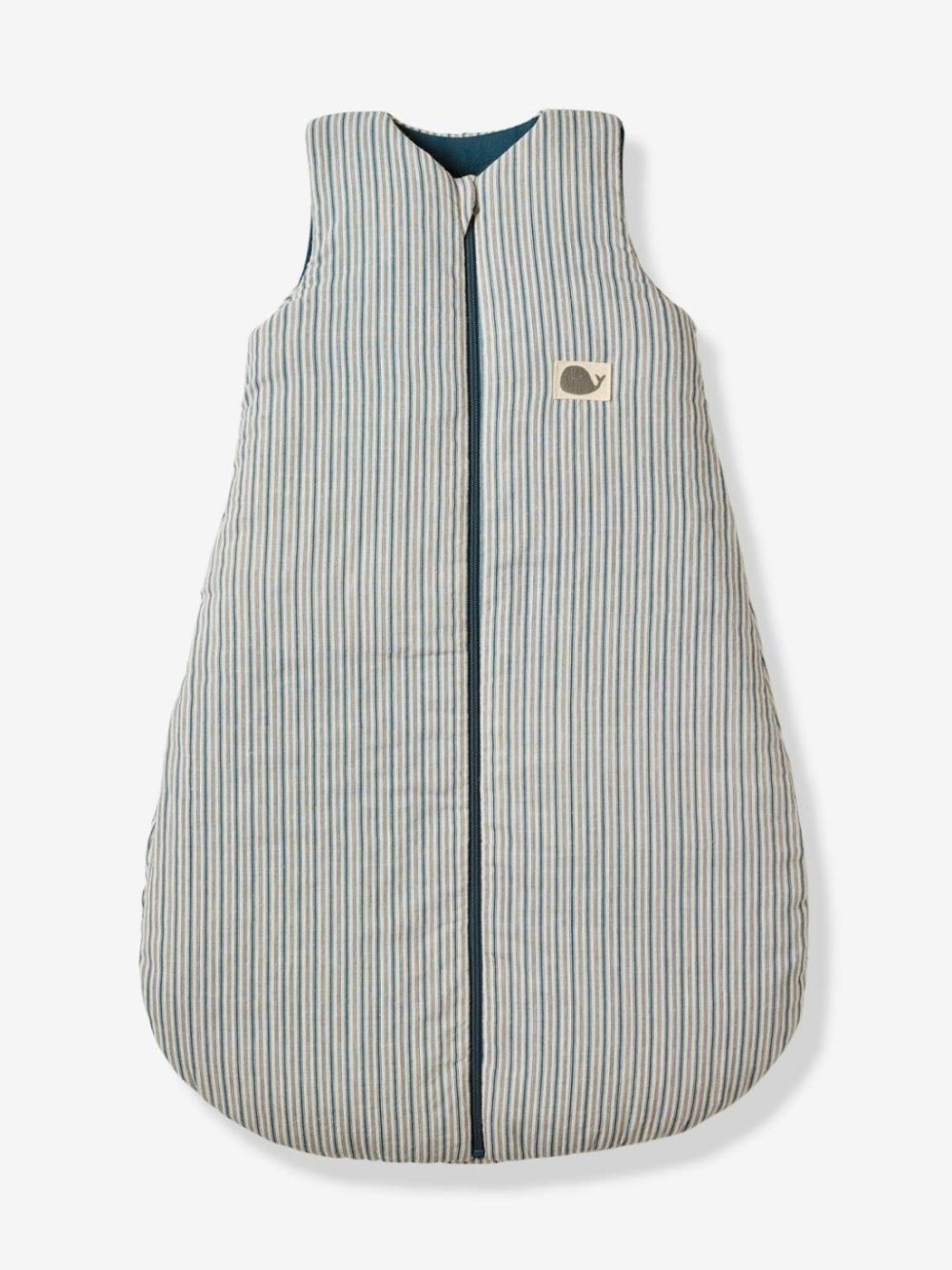 Sleeveless Baby Sleeping Bag, Fastening In The Middle, Navy Sea Baby Bedding Striped Blue