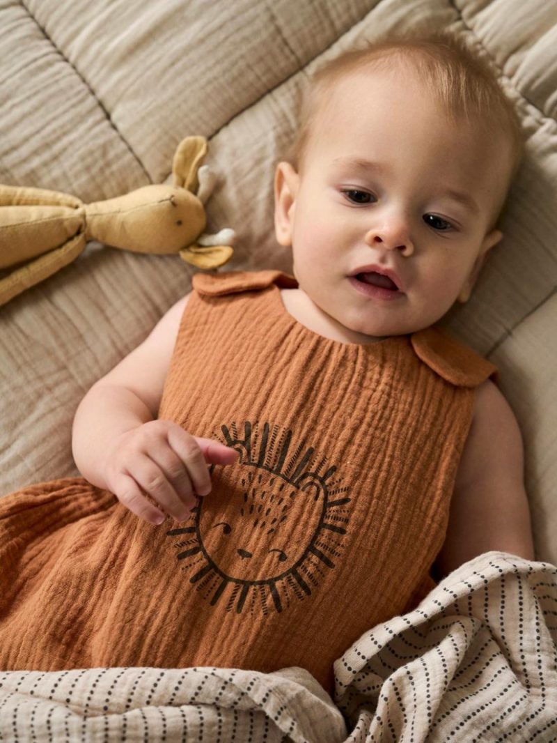 Sleeveless Summer Baby Sleeping Bag, Ethnic, Oeko-Tex® Baby Bedding Ochre