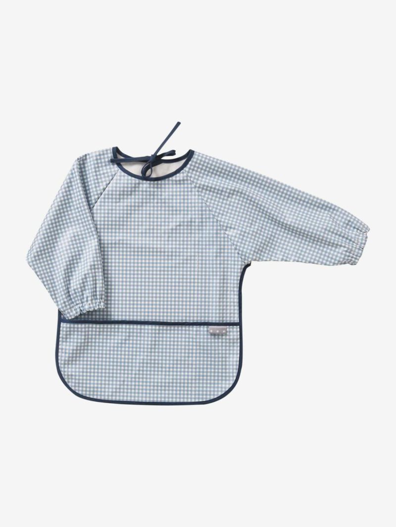 Smock-Like Bib With Long Sleeves Arts & Crafts Blue Checks