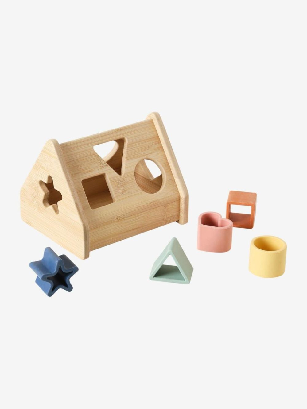 Sort & Fit Triangle With Shapes In Wood & Silicone Baby & Pre-School Toys Beige