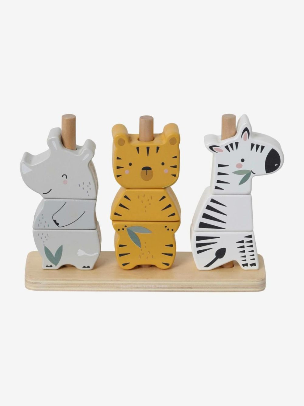 Stackable Jungle Animals In Fsc® Wood Baby & Pre-School Toys Beige Medium Solid With Decor