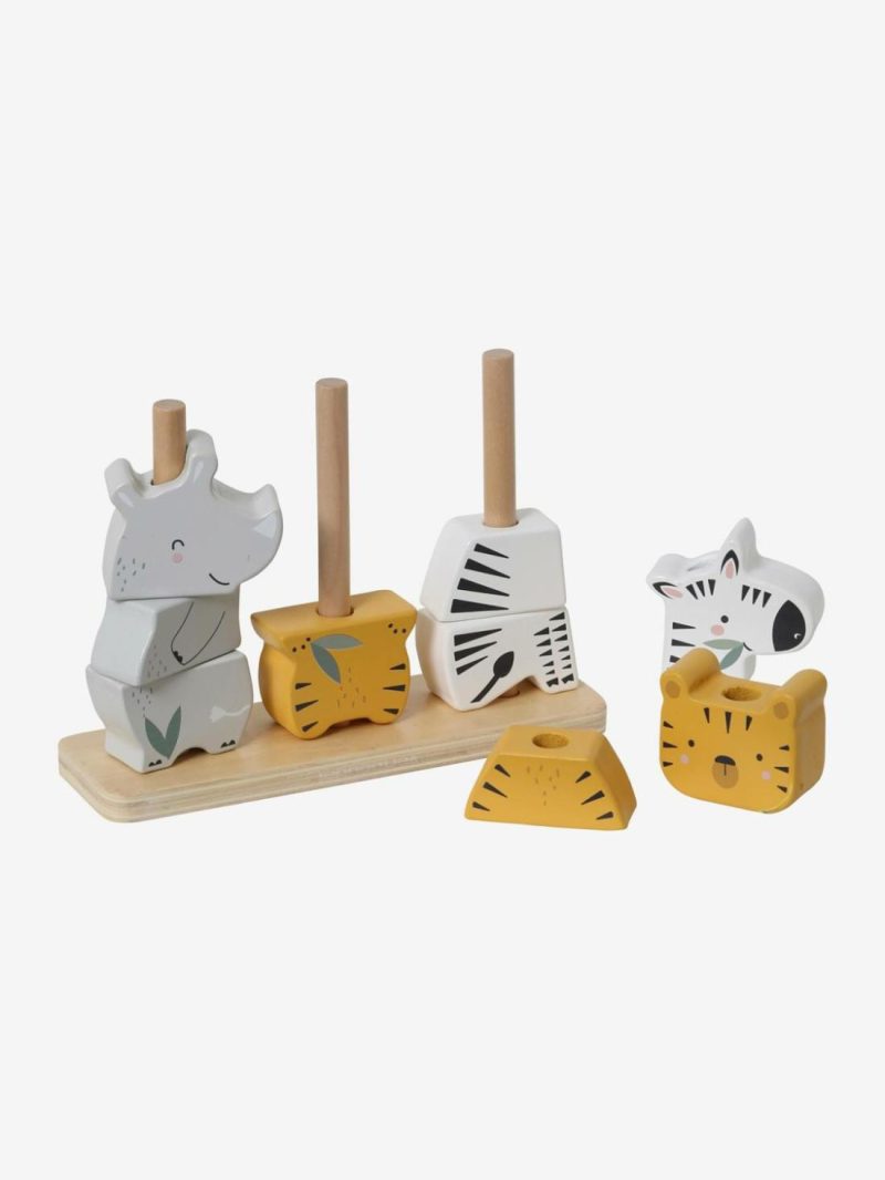 Stackable Jungle Animals In Fsc® Wood Baby & Pre-School Toys Beige Medium Solid With Decor