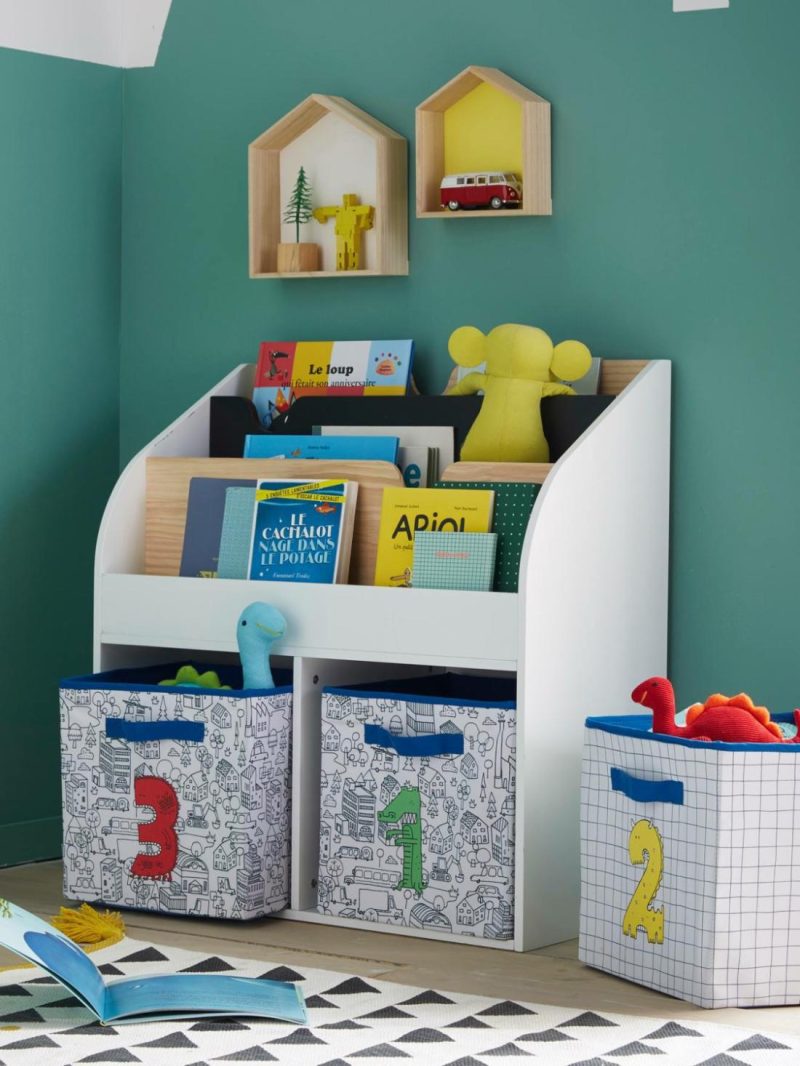 Storage Unit With 2 Cubbyholes + Bookcase, School Bedroom Furniture & Storage Green Dark Solid