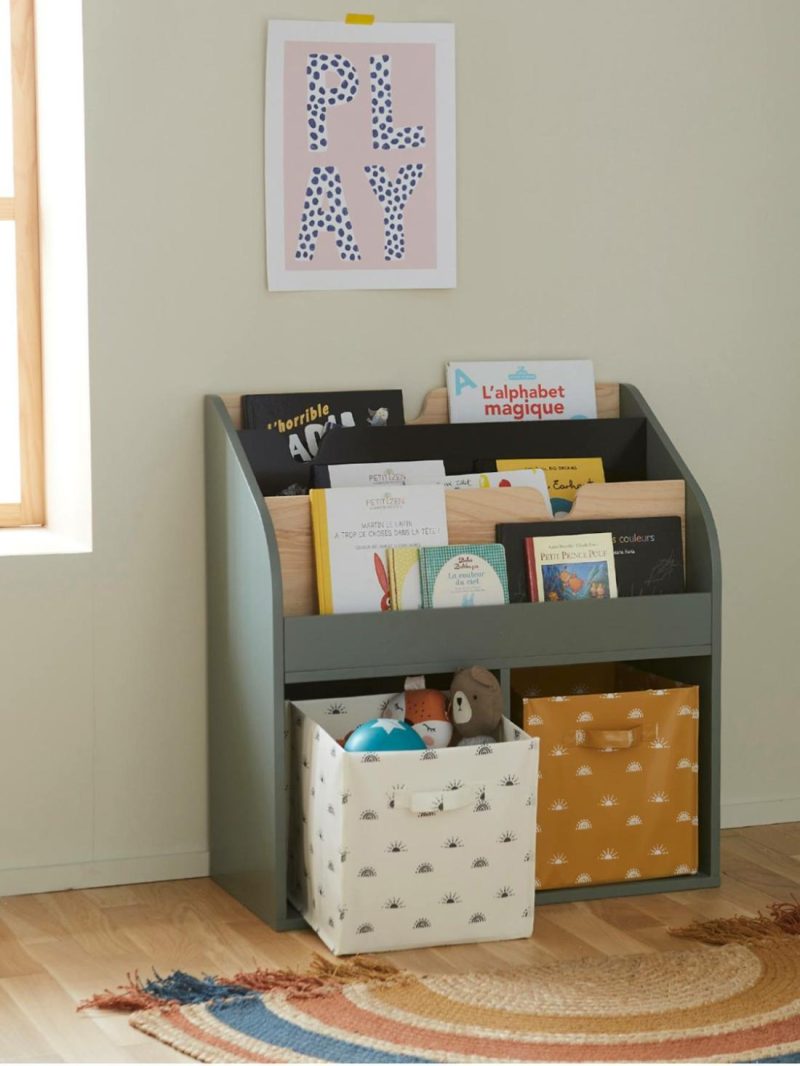 Storage Unit With 2 Cubbyholes + Bookcase, School Bedroom Furniture & Storage Green Dark Solid