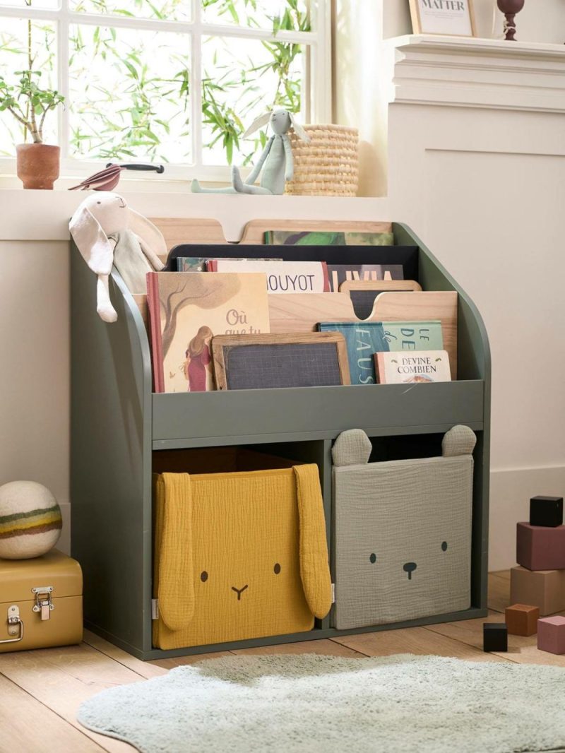 Storage Unit With 2 Cubbyholes + Bookcase, School Bedroom Furniture & Storage Green Dark Solid