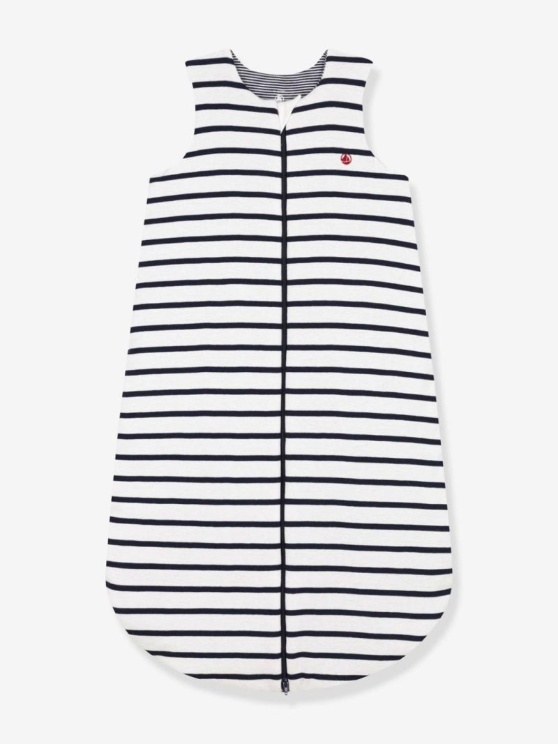 Striped Baby Sleeping Bag In Cotton, Petit Bateau Baby Bedding Printed White