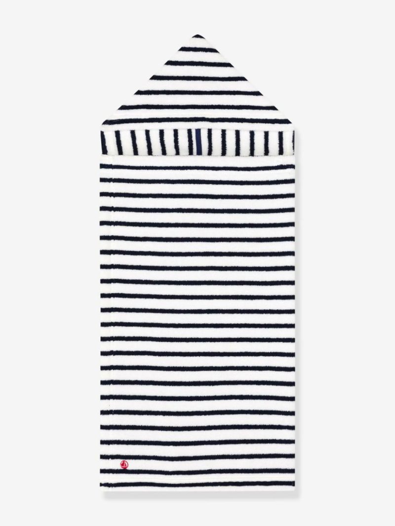 Striped Bath Cape In Towelling, Petit Bateau Bedding & Decor Printed White