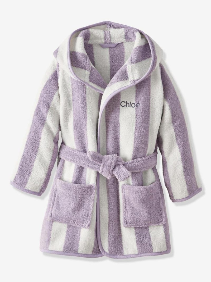 Striped Bathrobe For Children, Transat Bath Towels Striped Green