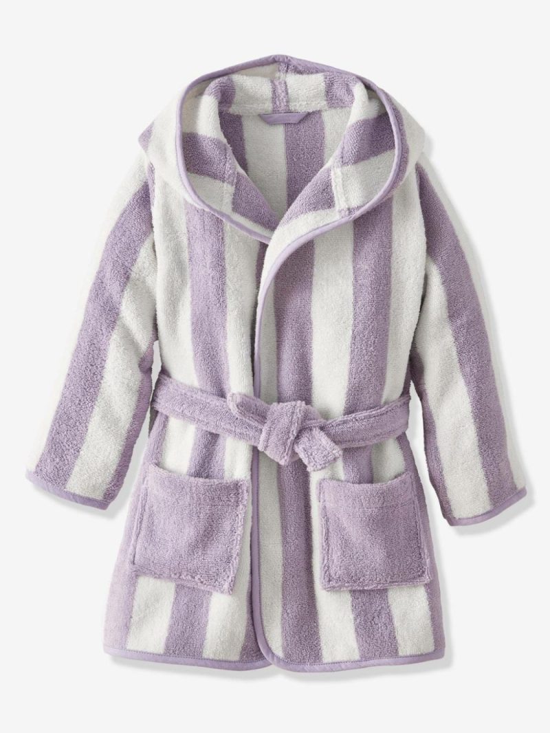 Striped Bathrobe For Children, Transat Bath Towels Striped Green