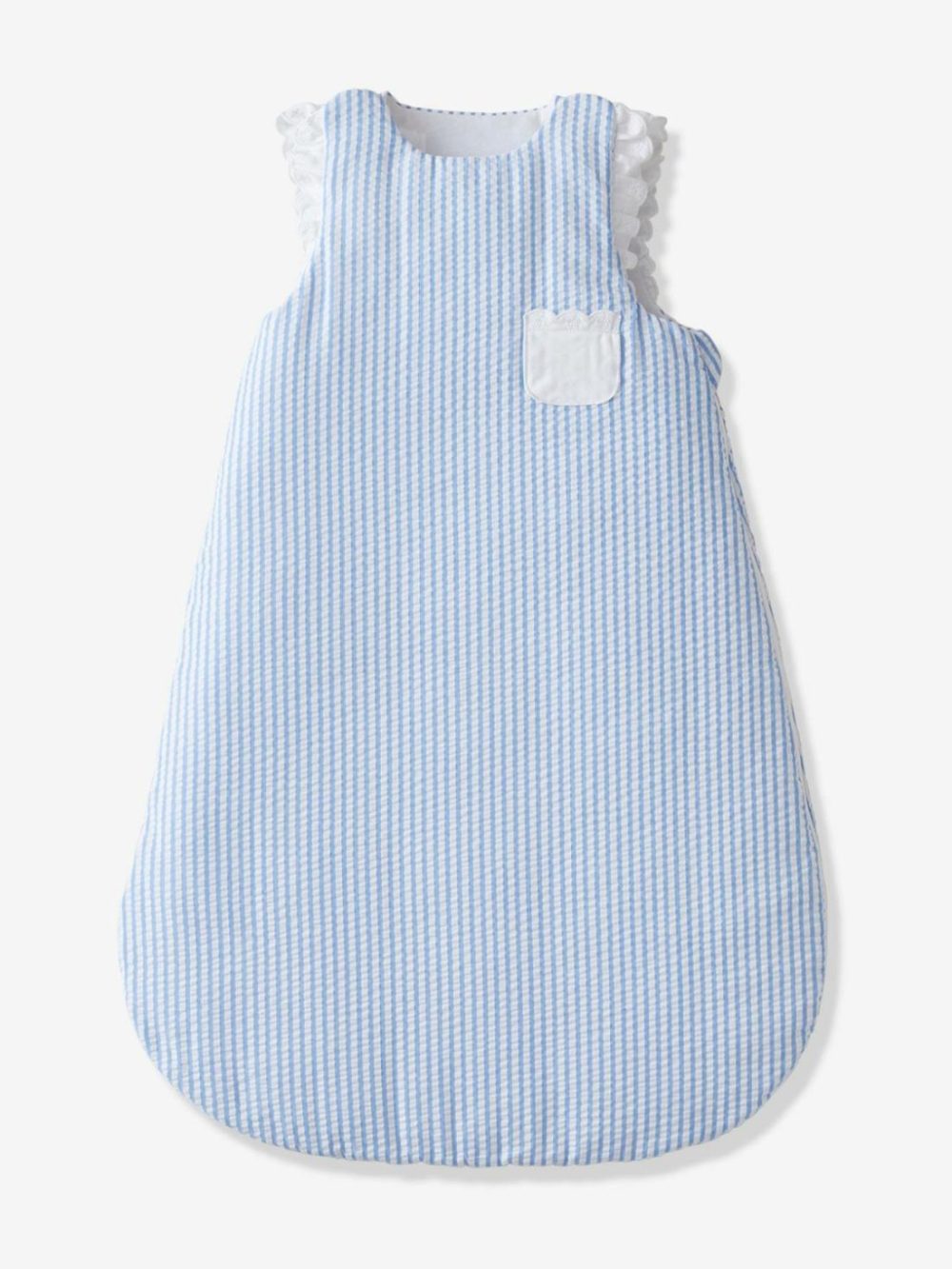 Striped Sleeveless Baby Sleeping Bag In Seersucker, Cottage Baby Bedding Multicoloured