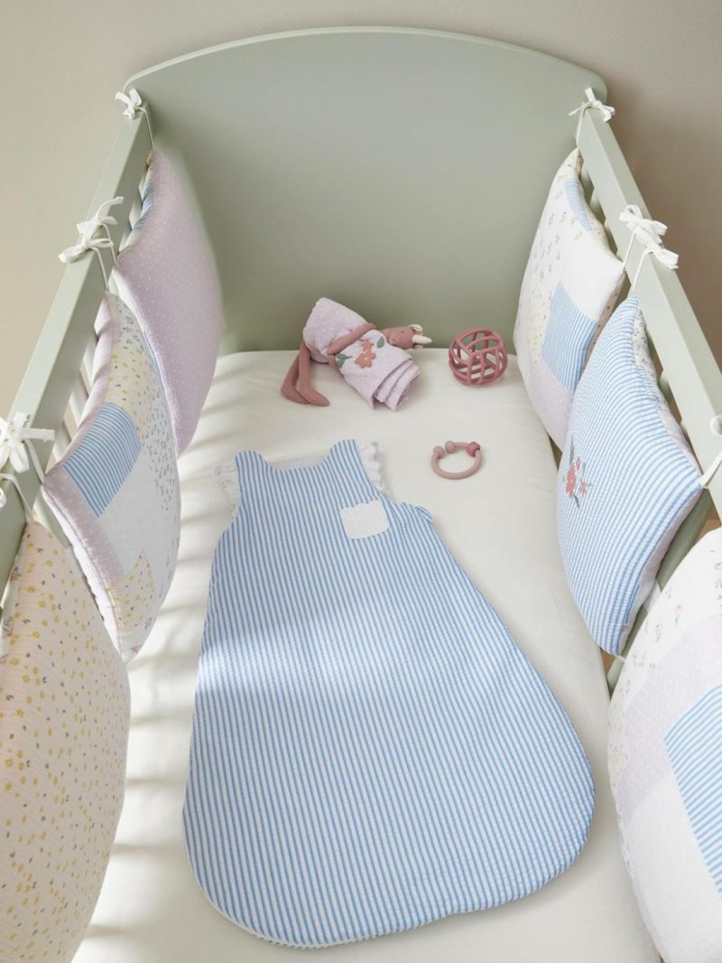 Striped Sleeveless Baby Sleeping Bag In Seersucker, Cottage Baby Bedding Multicoloured