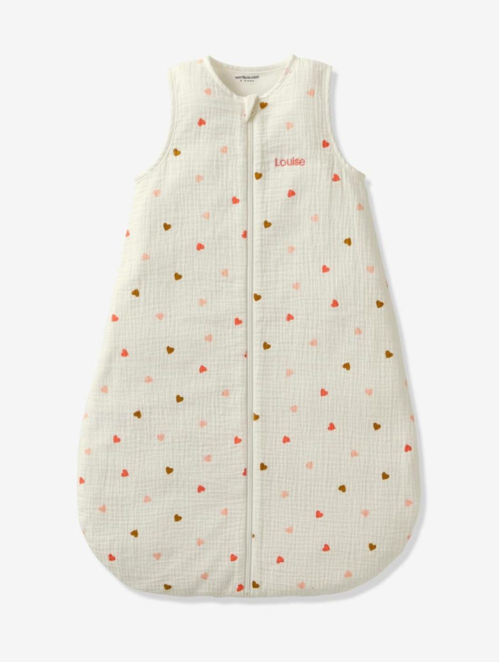 Summer Special Baby Sleep Bag In Cotton Gauze, With Opening In The Middle, Small Hearts Baby Bedding White Light All Over Printed