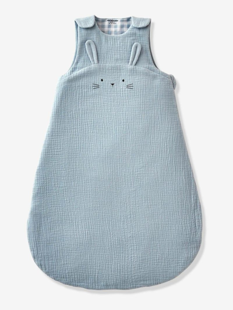 Summer Special Baby Sleep Bag In Organic* Cotton Gauze, Lovely Farm Baby Bedding Blue Medium Solid