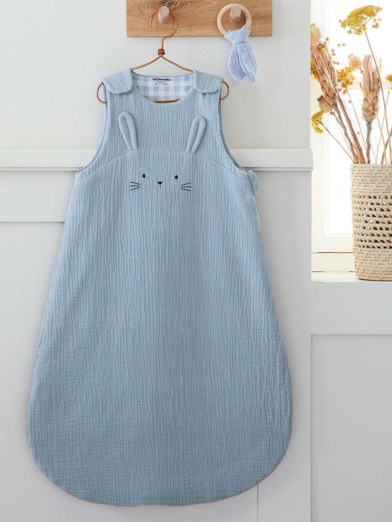 Summer Special Baby Sleep Bag In Organic* Cotton Gauze, Lovely Farm Baby Bedding Blue Medium Solid