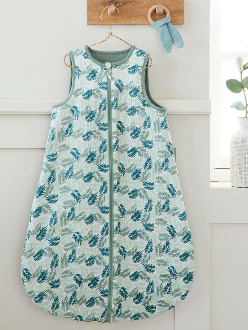 Summer Special Sleeveless Baby Sleep Bag With Opening In The Middle, Tropical Baby Bedding Green Medium All Over Printed