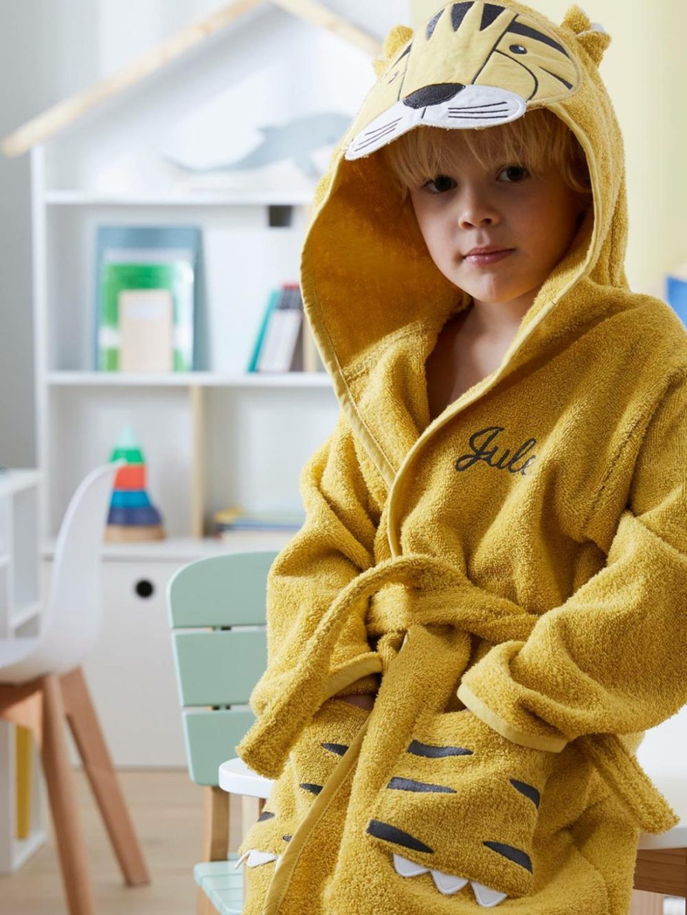 Tiger Bathrobe For Children Bath Towels Yellow/Print