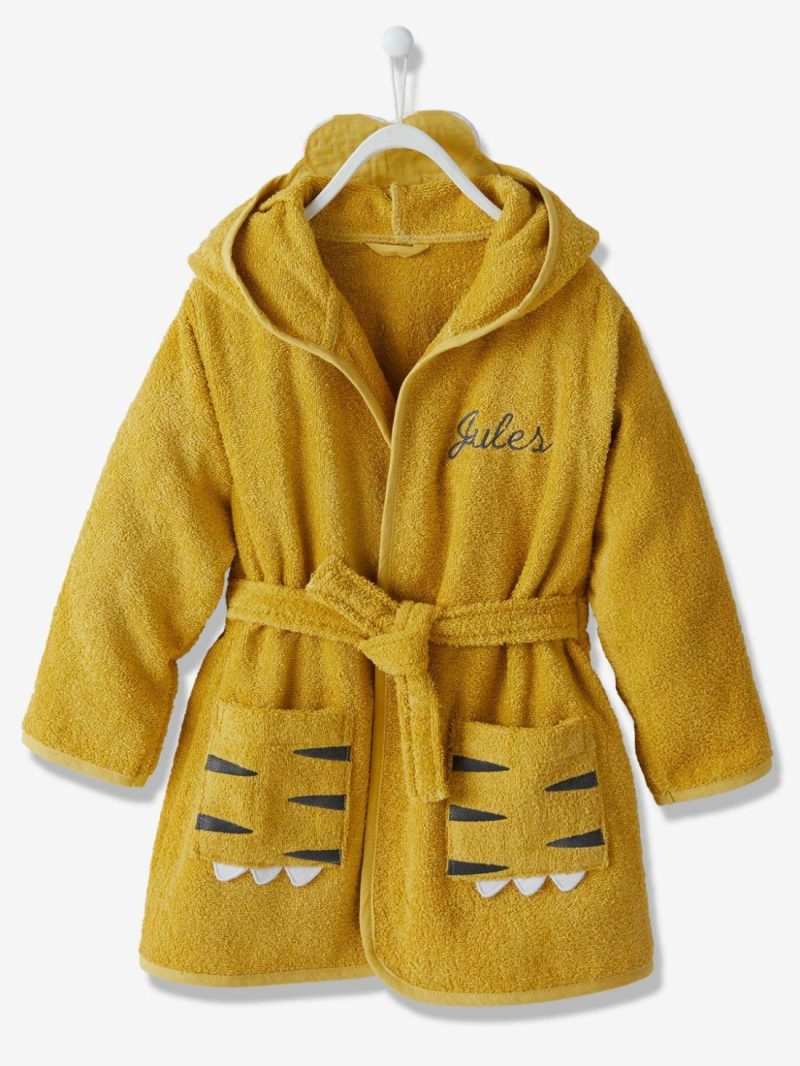 Tiger Bathrobe For Children Bath Towels Yellow/Print