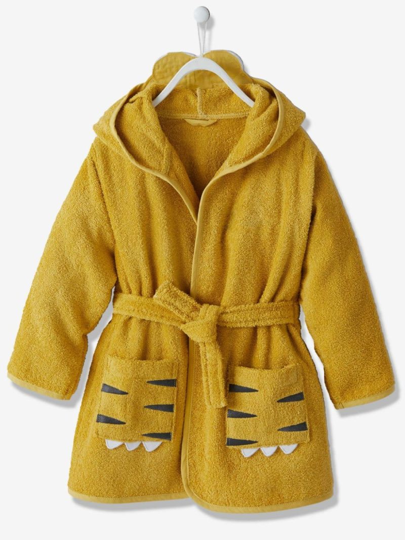 Tiger Bathrobe For Children Bath Towels Yellow/Print