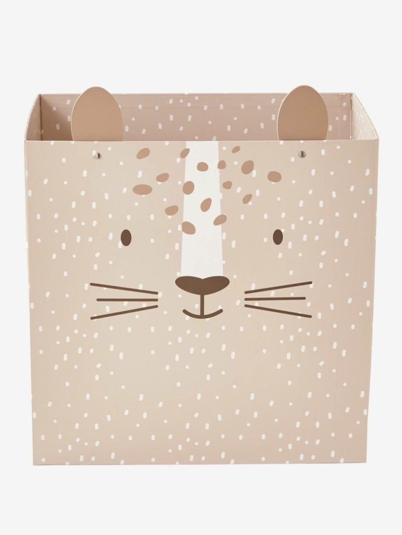 Tiger Wastepaper Basket In Foldable Cardboard Bedding & Decor Beige Light Solid With Design