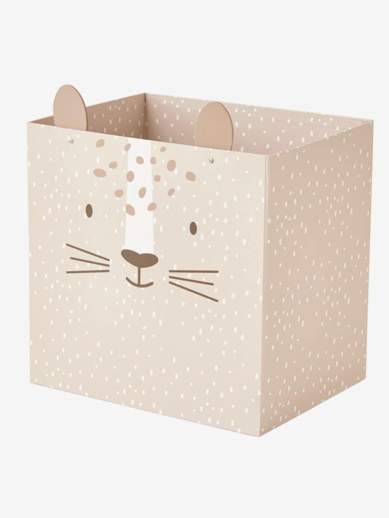 Tiger Wastepaper Basket In Foldable Cardboard Bedding & Decor Beige Light Solid With Design