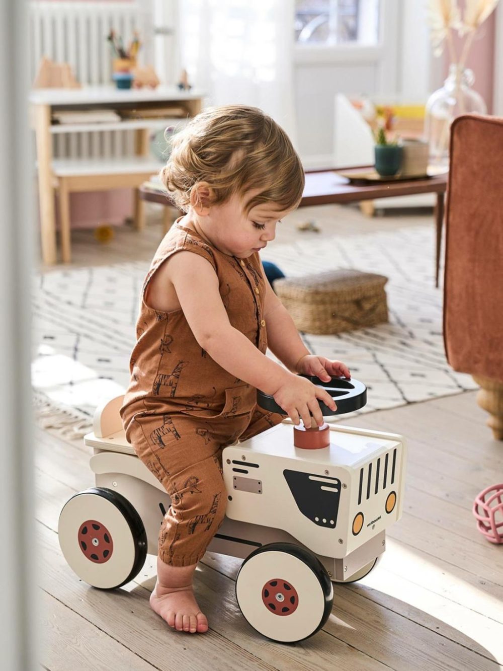 Tractor Ride-On In Fsc® Wood Baby & Pre-School Toys Grey Light Solid